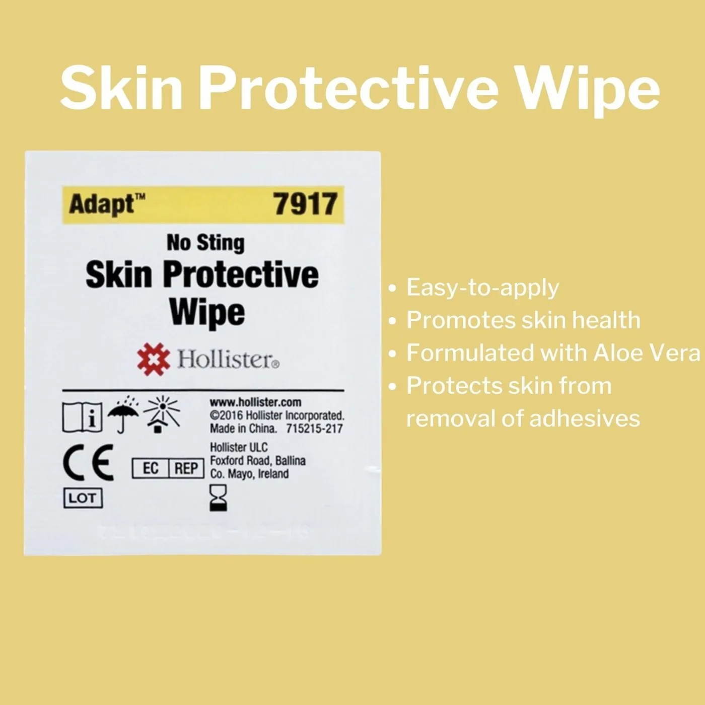 Hollister Adapt no-sting skin protective wipe 7917, box of 50 7